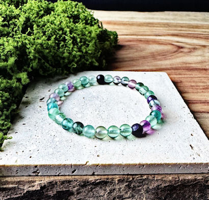 Rainbow Fluorite Bead Bracelet